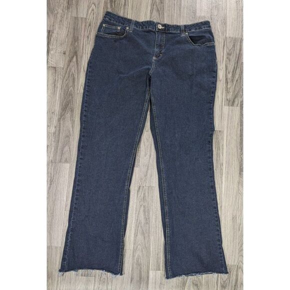 (3/$35) Merona Womens Size 16 R Bootcut Fringe Hem Pockets Denim Blue Jeans - Picture 1 of 11